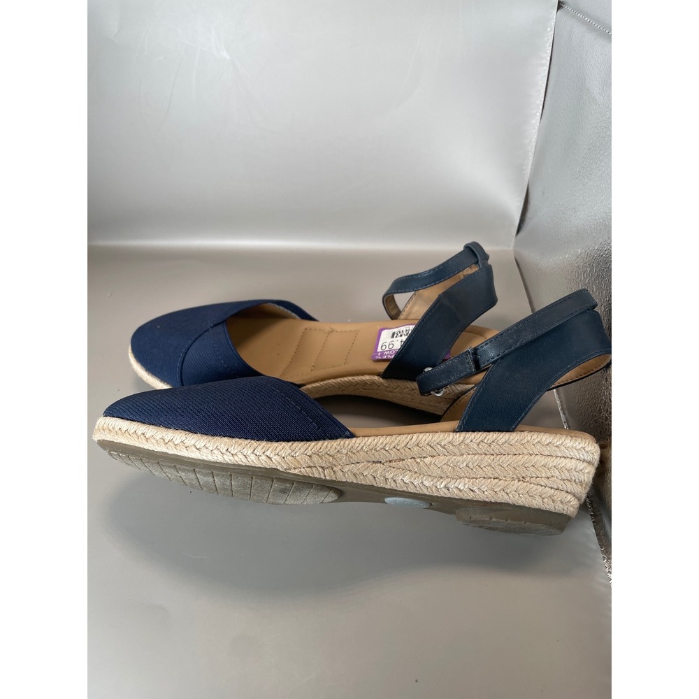 Katie & Kelly Nessa Navy Blue Espadrille Wedge Sandals Women's Size 8M - Picture 8 of 8